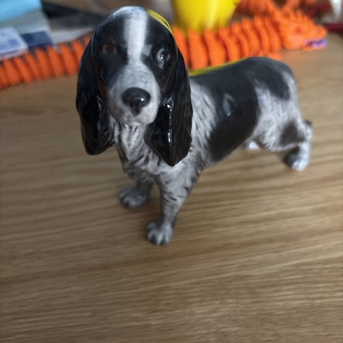Beswick spaniel grey black - spaniel, grey/black